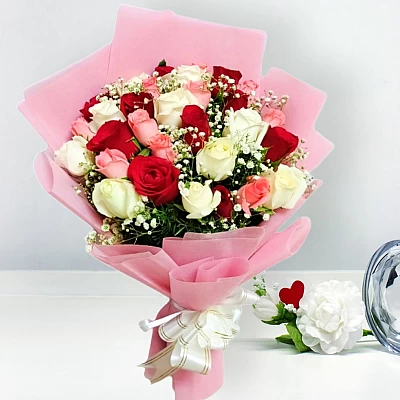 Mixed colour Rose bouquet