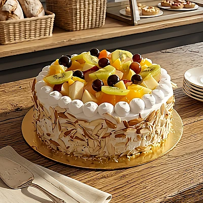 Order Almond Fruit Top Cake delivery Hyderabad