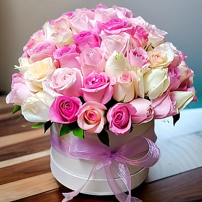 Pink and White Rose delivery Tolichowki